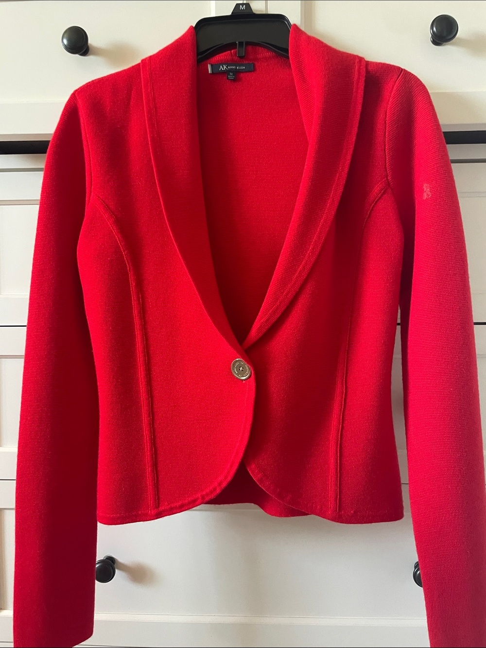 Anne Klein Women's Red Tailored Single-Button Blazer w/ Shoulder Pads -Size M - Picture 3 of 7